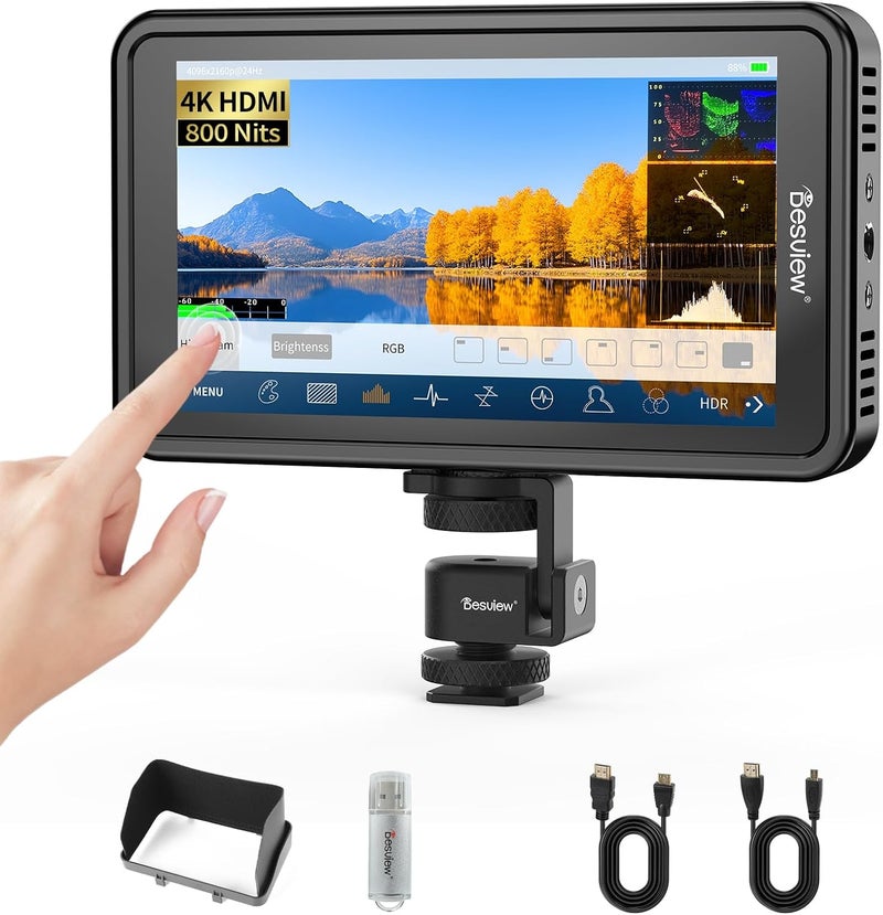 Desview R5II 5.5-inch Camera Field Monitor 4K HDMI 800nit HDR Support LUTFalse Color - for Sony/Canon DSLR Film Making Video Production - Image 1